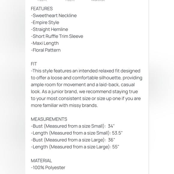 Promesa M Floral Puff Sleeve Maxi Dress Sweetheart Neckline & Front Slit Medium - Picture 4 of 5